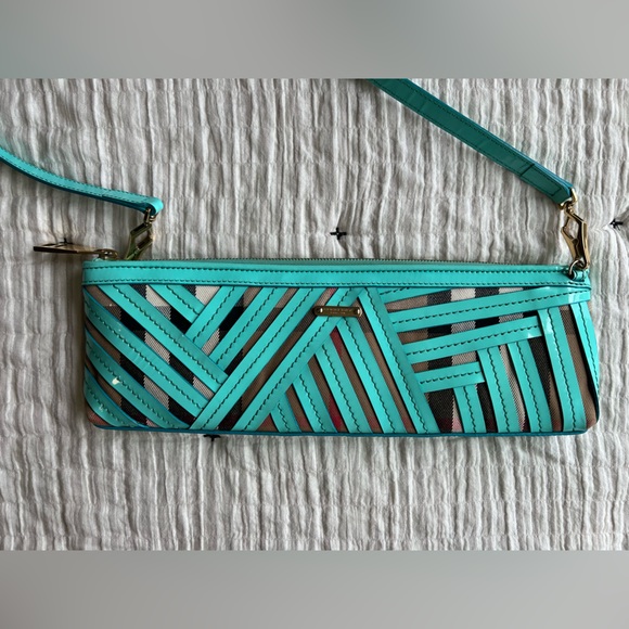 Burberry Prorsum stitch crossbody clutch teal stripe bag. Rare find!! - Picture 4 of 11